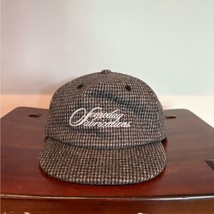 Gray Houndstooth Wool 5 Panel Cap